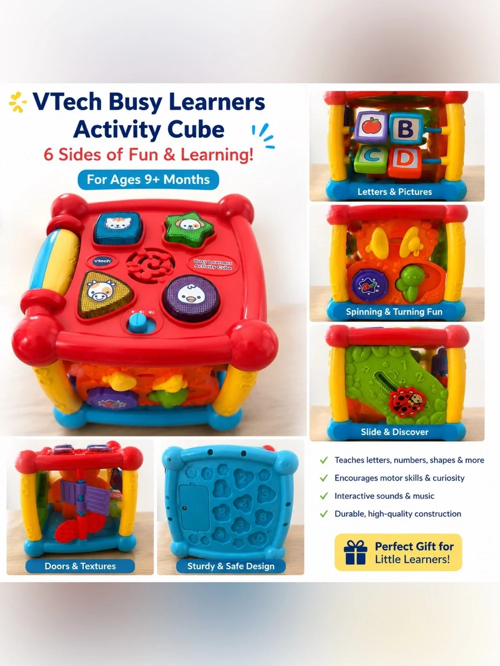 VTech Busy Learners Activity Cube | Interactive Learning Toy | Lights & Sounds